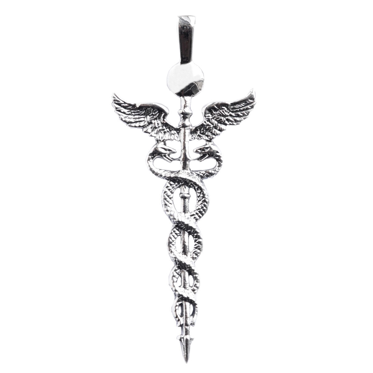 Stab der Heilung groß Anhänger 925er Silber 72x31mm Äskulapstab Medizin Schmuck