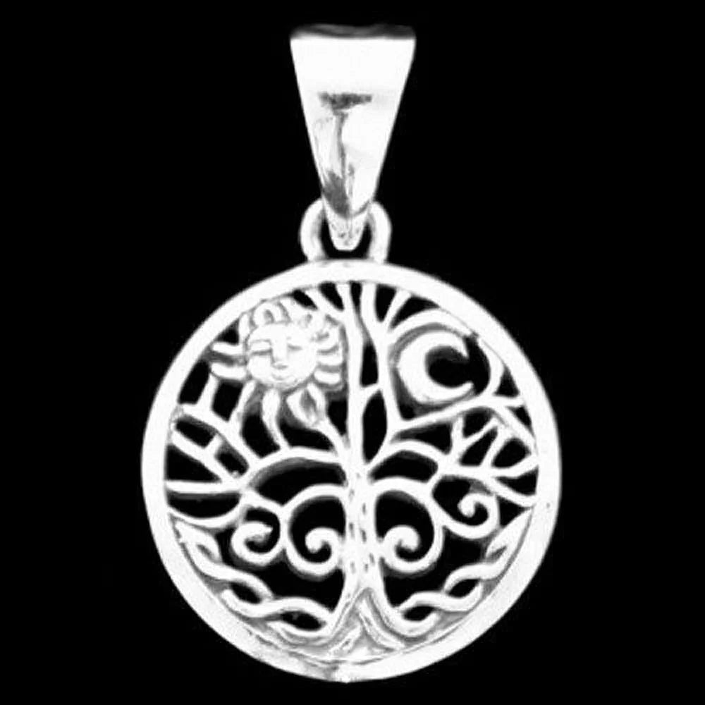Sonne im Lebensbaum Schmuck Anhänger 925er Silber - Lebensbaum - 27x17mm