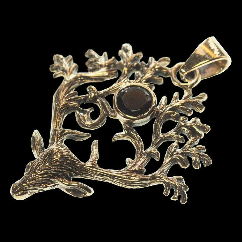 Bronzeanhänger Hirsch Anhänger schwarzer Zirkonia Bronze Schmuck