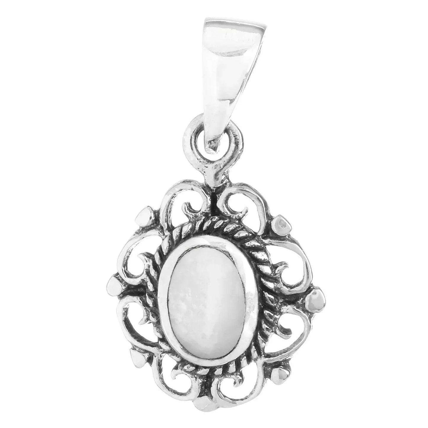 Anhänger mit weißem Perlmutt klein Schmuck 925er Silber