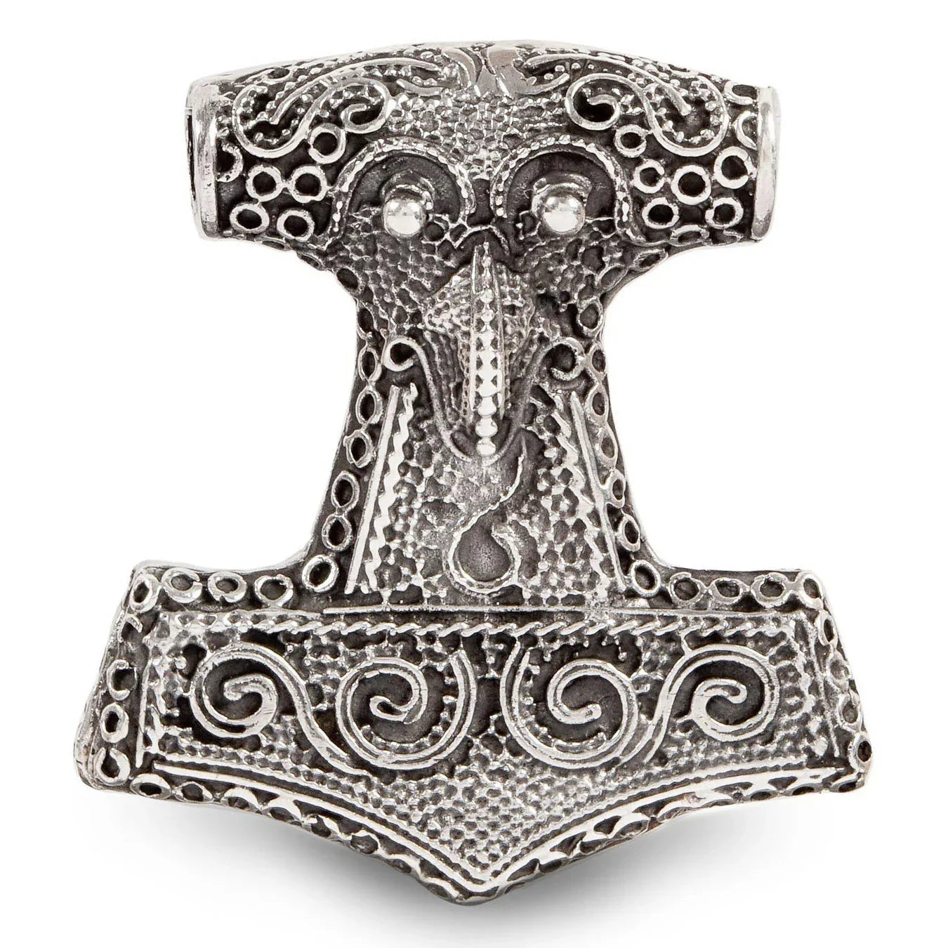 Thors Hammer beidseitig Schmuck Anhänger 925er Silber - Thorhammer - 41x38mm