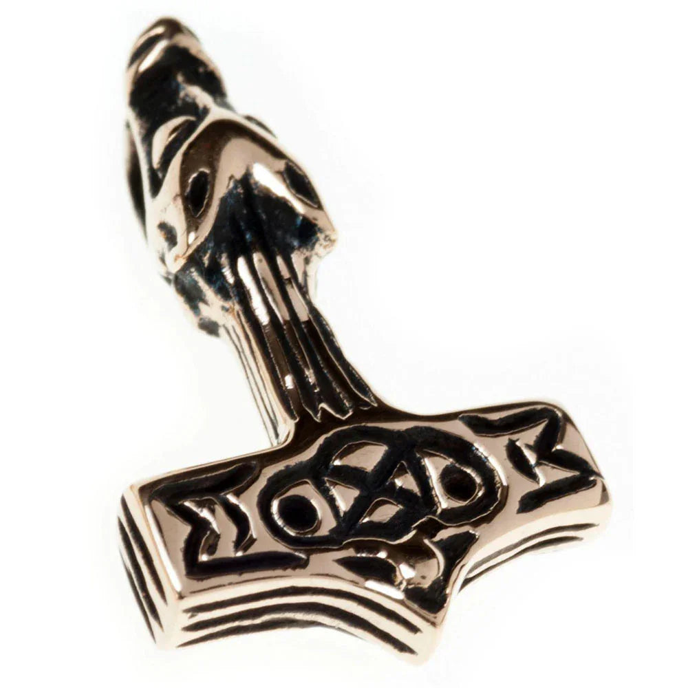 Bronze Anhänger Wolfshammer klein Schmuck - Thorhammer - 21x13mm