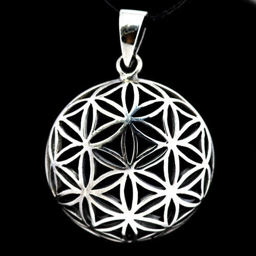Blume des Lebens Anhänger 925 Silber Flower of Life mittel