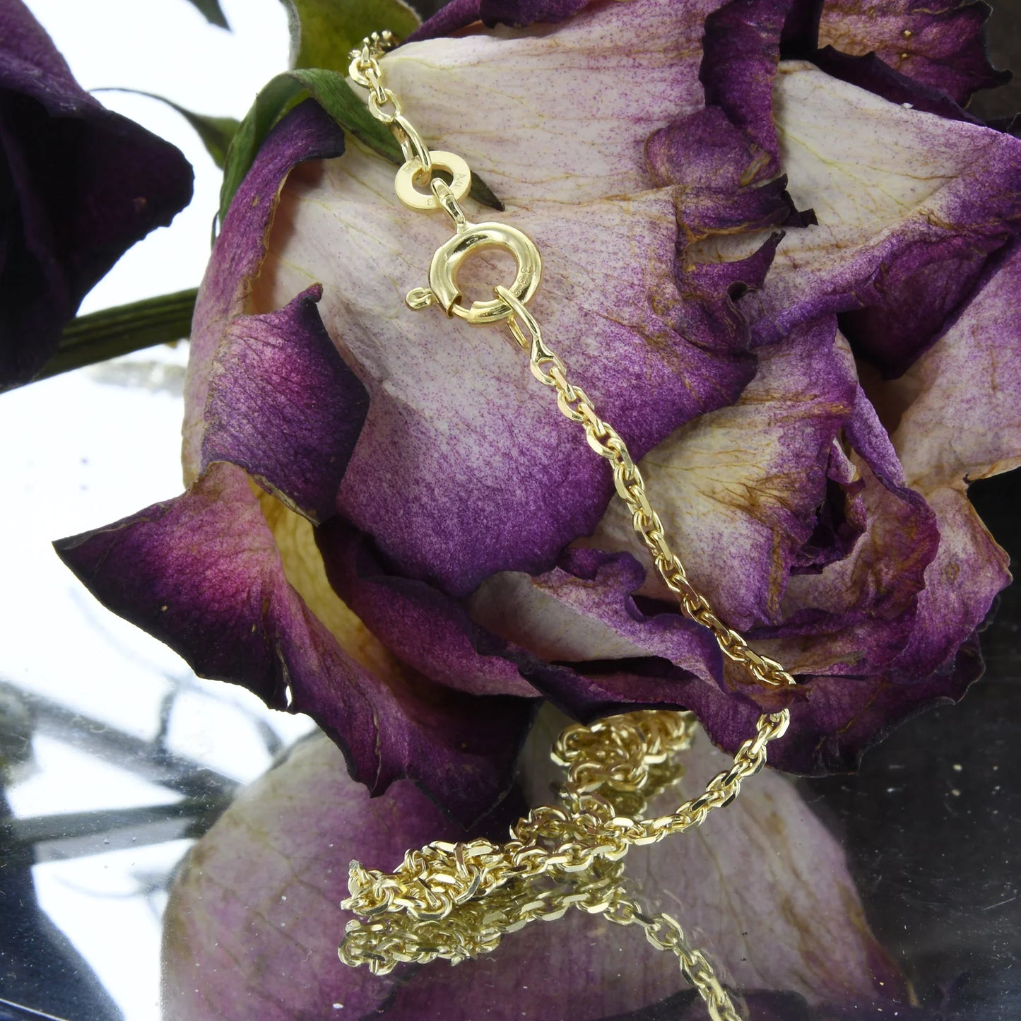 Ankerkette diamantiert Länge 60cm - Breite 1,7mm - 333-8 Karat Gold