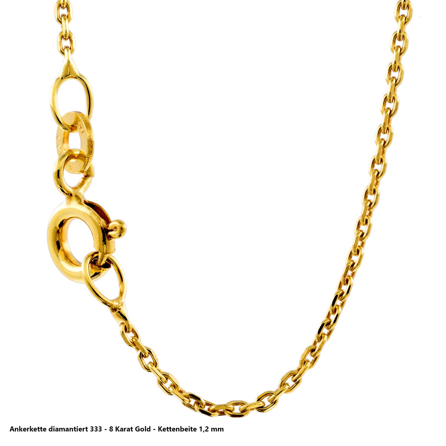 Ankerkette diamantiert Halskette - 333 - 8 Karat Gold