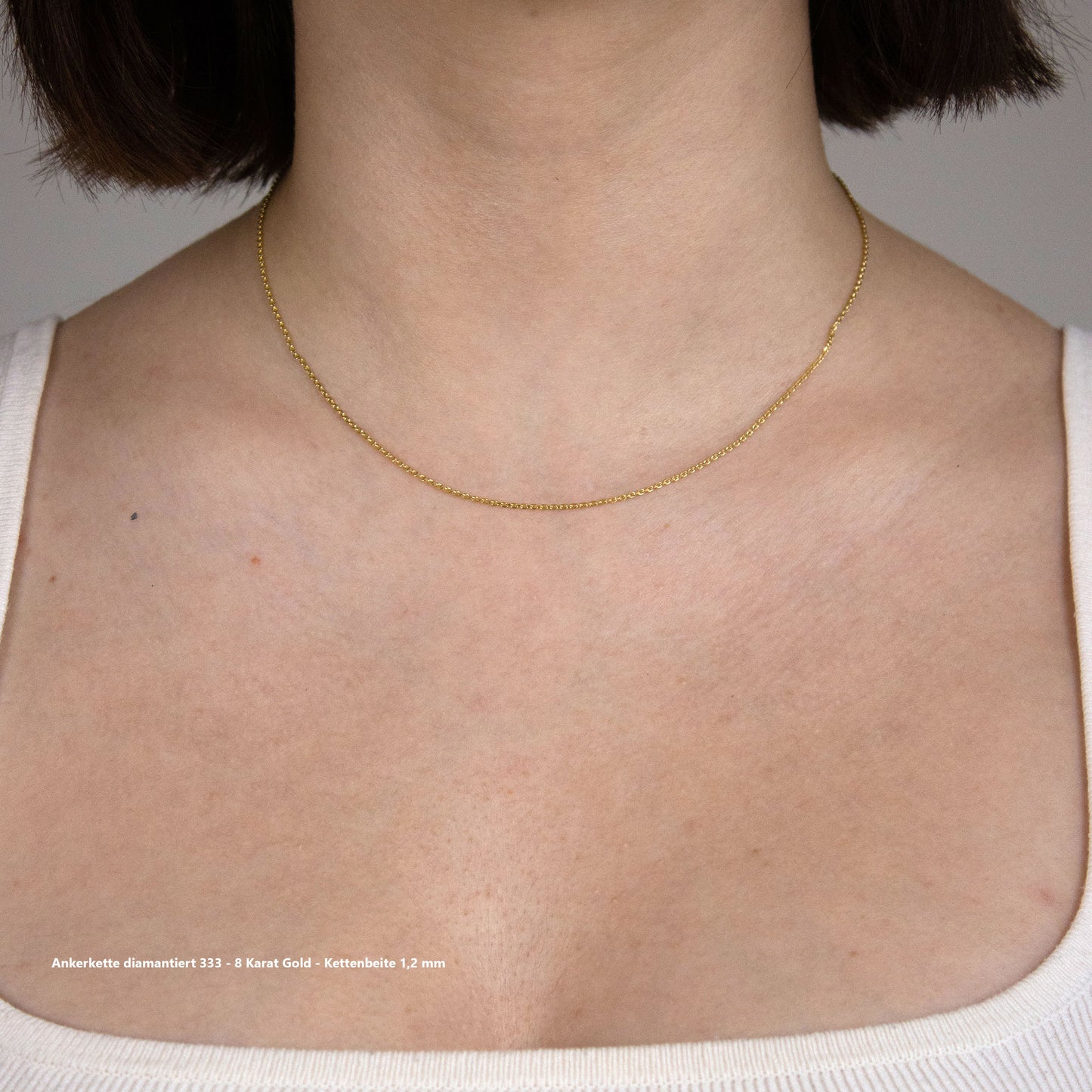 Ankerkette diamantiert Halskette - 333 - 8 Karat Gold