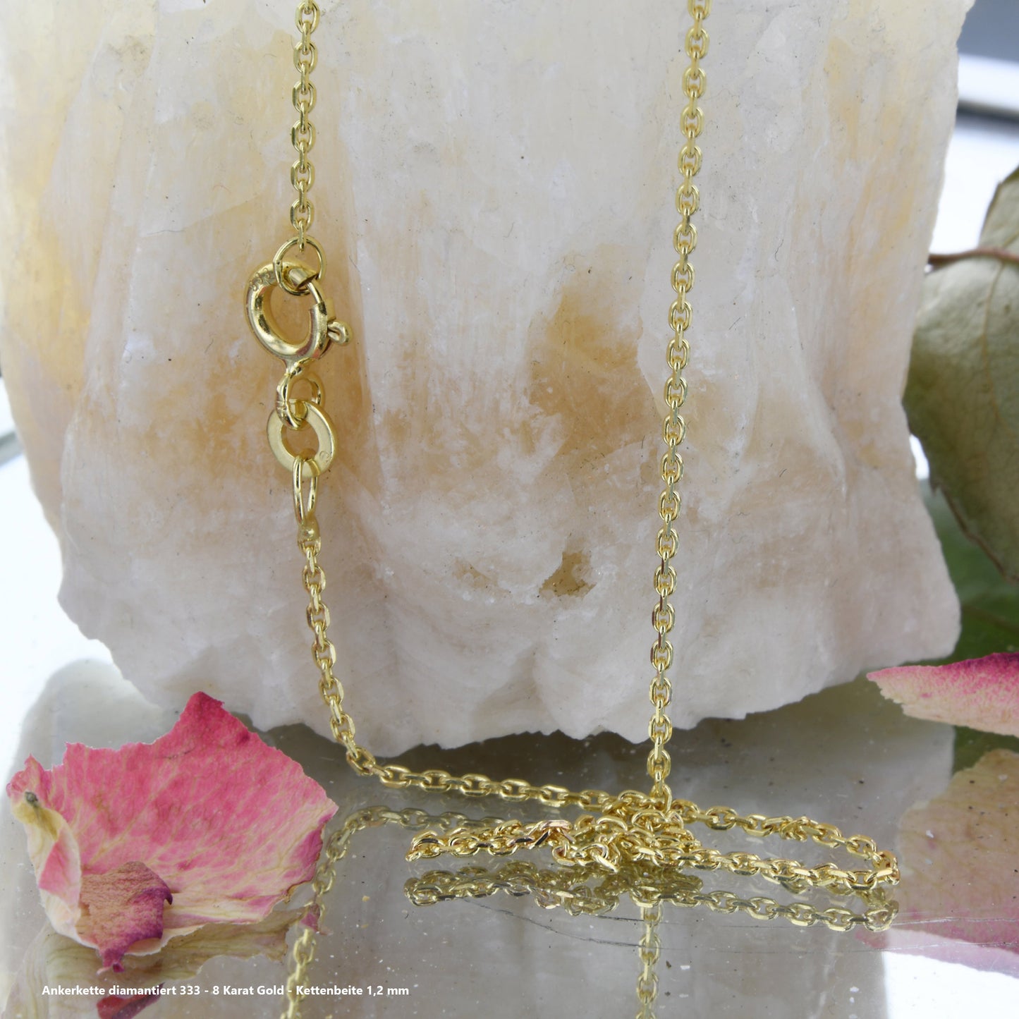 Ankerkette diamantiert Halskette - 333 - 8 Karat Gold