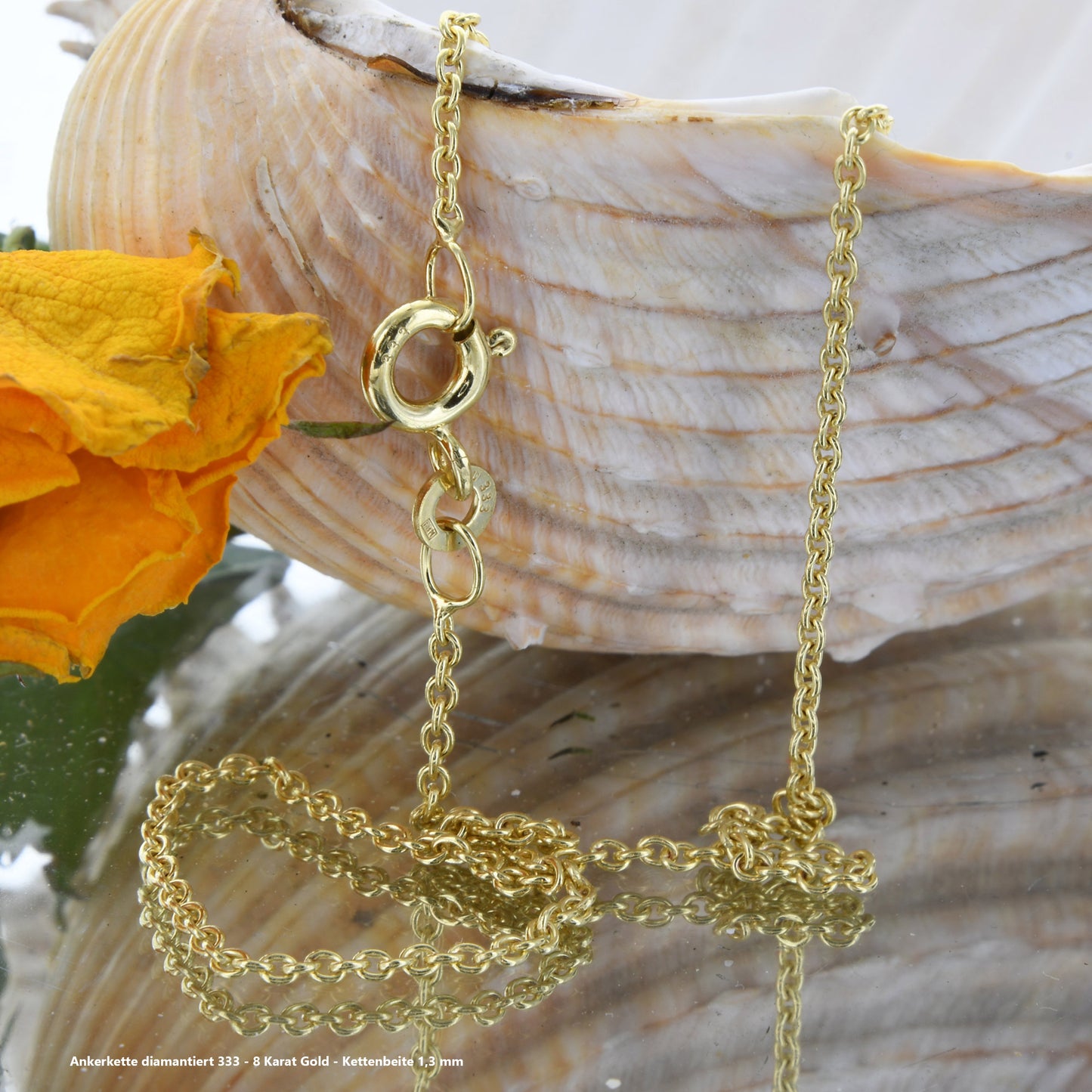 Ankerkette diamantiert Halskette - 333 - 8 Karat Gold