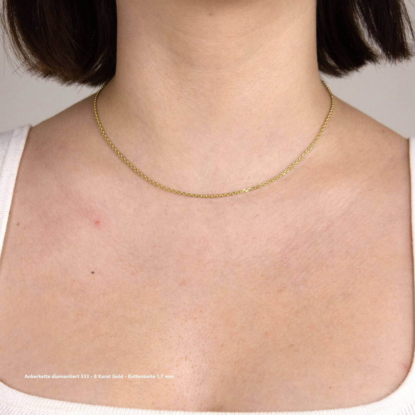 Ankerkette diamantiert Halskette - 333 - 8 Karat Gold