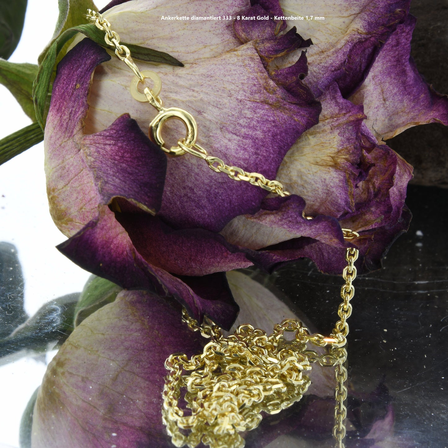 Ankerkette diamantiert Halskette - 333 - 8 Karat Gold