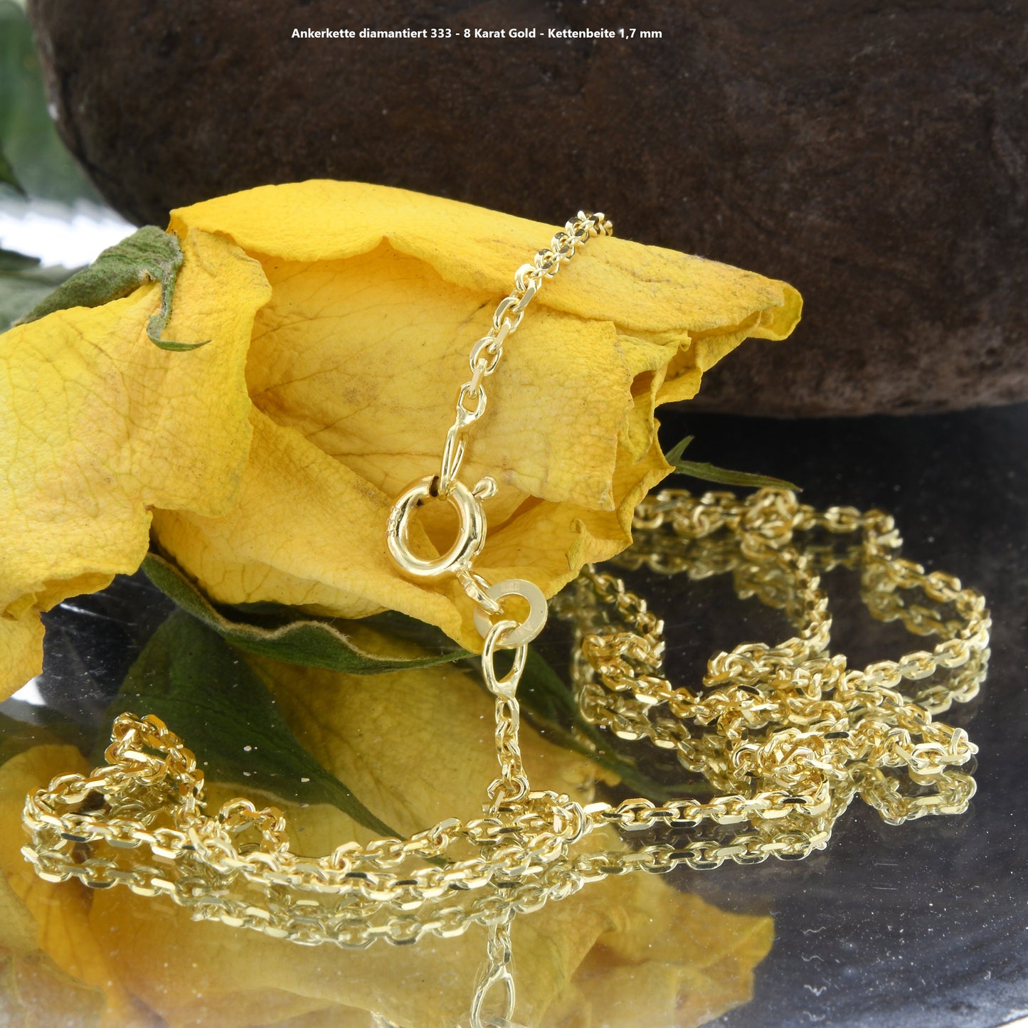 Ankerkette diamantiert Halskette - 333 - 8 Karat Gold
