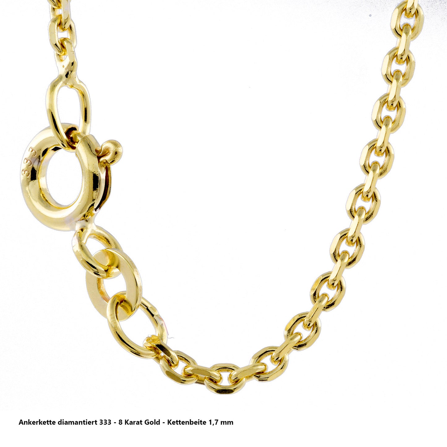 Ankerkette diamantiert Halskette - 333 - 8 Karat Gold