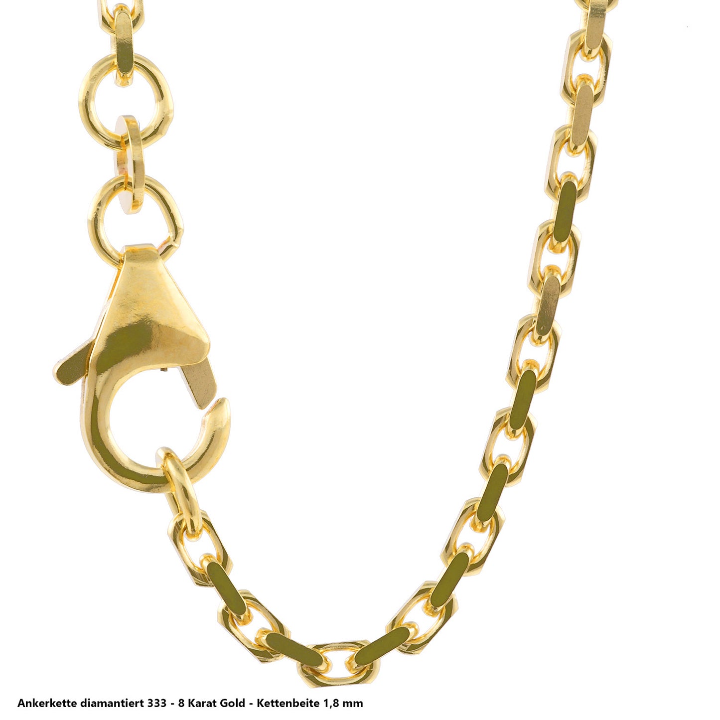 Ankerkette diamantiert Halskette - 333 - 8 Karat Gold