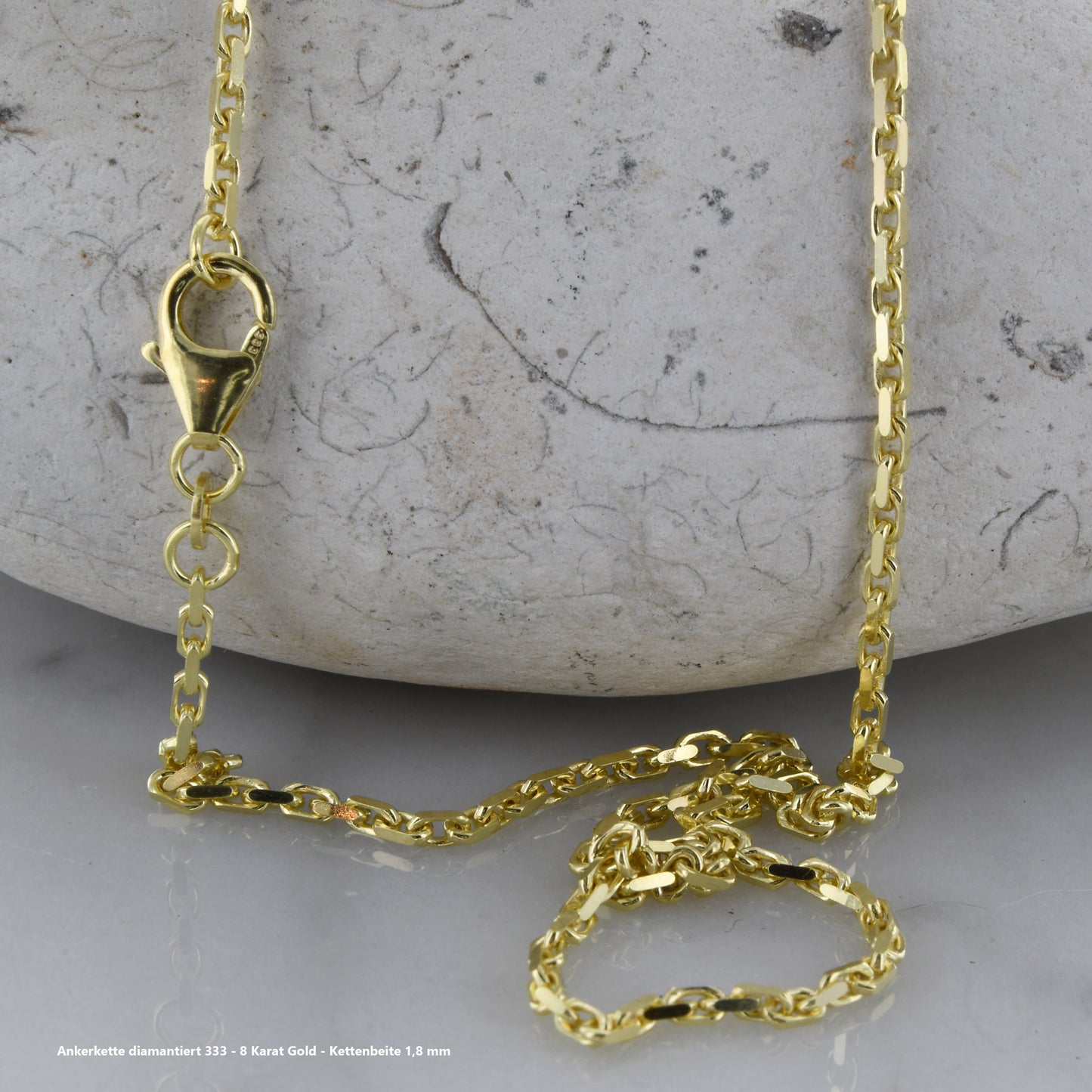 Ankerkette diamantiert Halskette - 333 - 8 Karat Gold