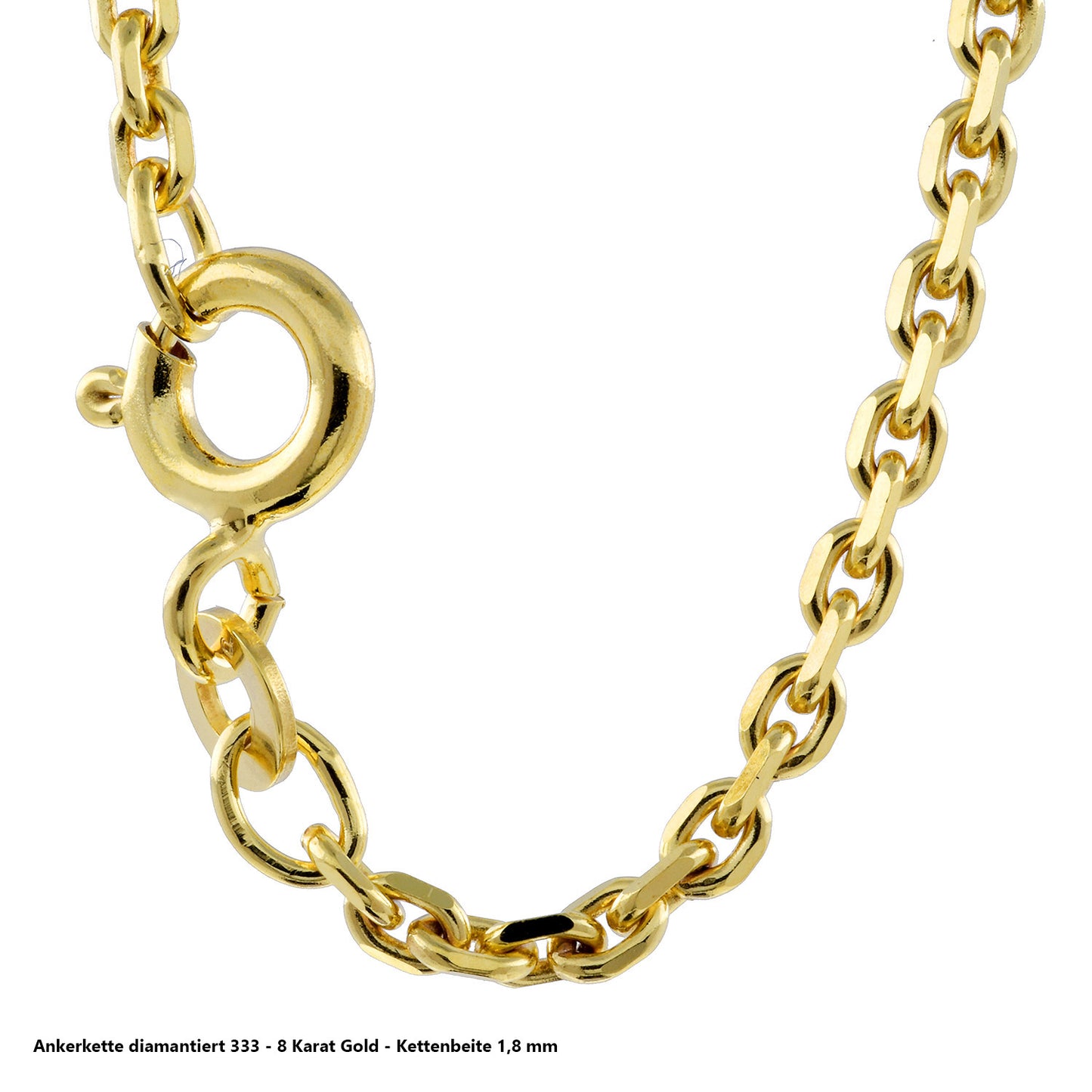 Ankerkette diamantiert Halskette - 333 - 8 Karat Gold