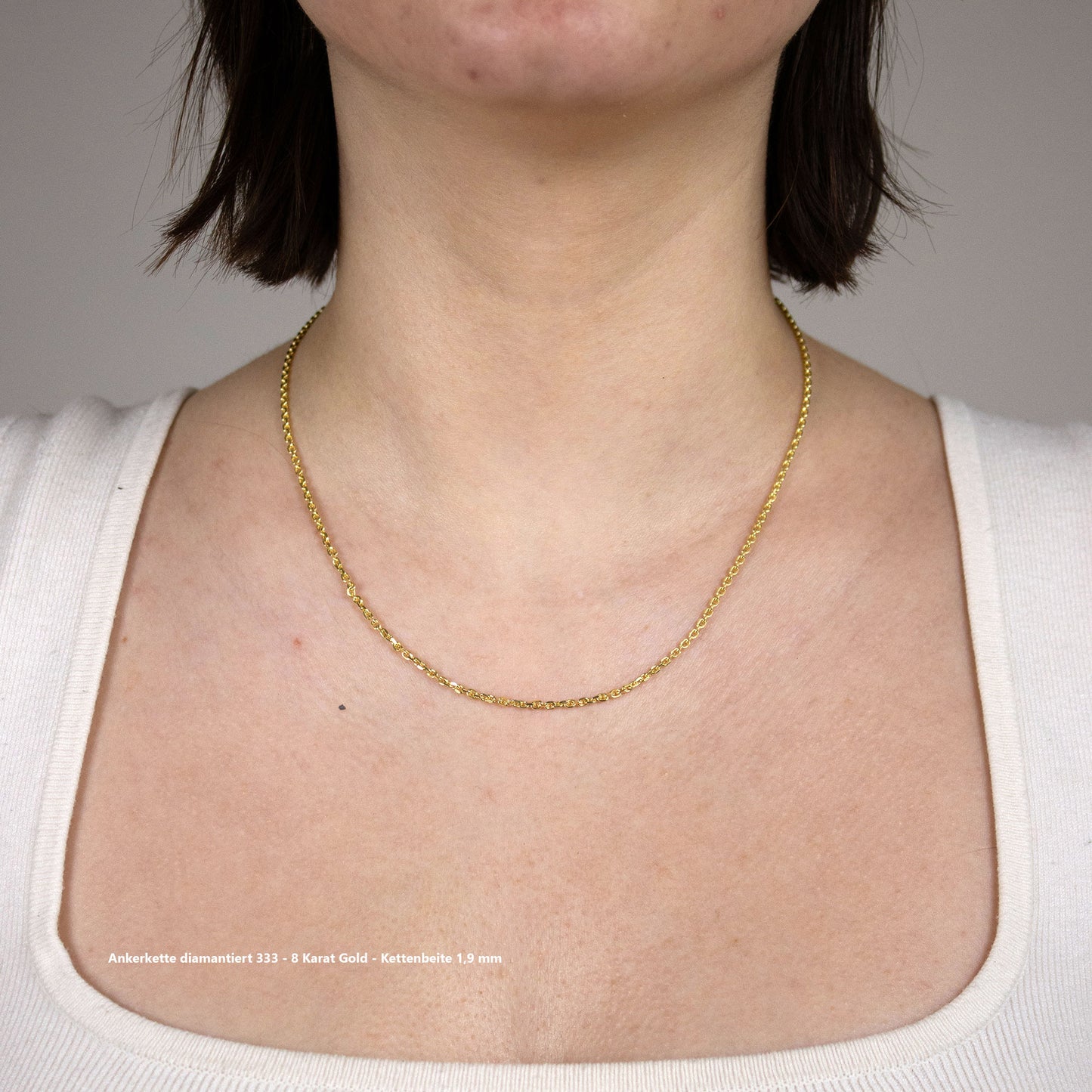 Ankerkette diamantiert Halskette - 333 - 8 Karat Gold