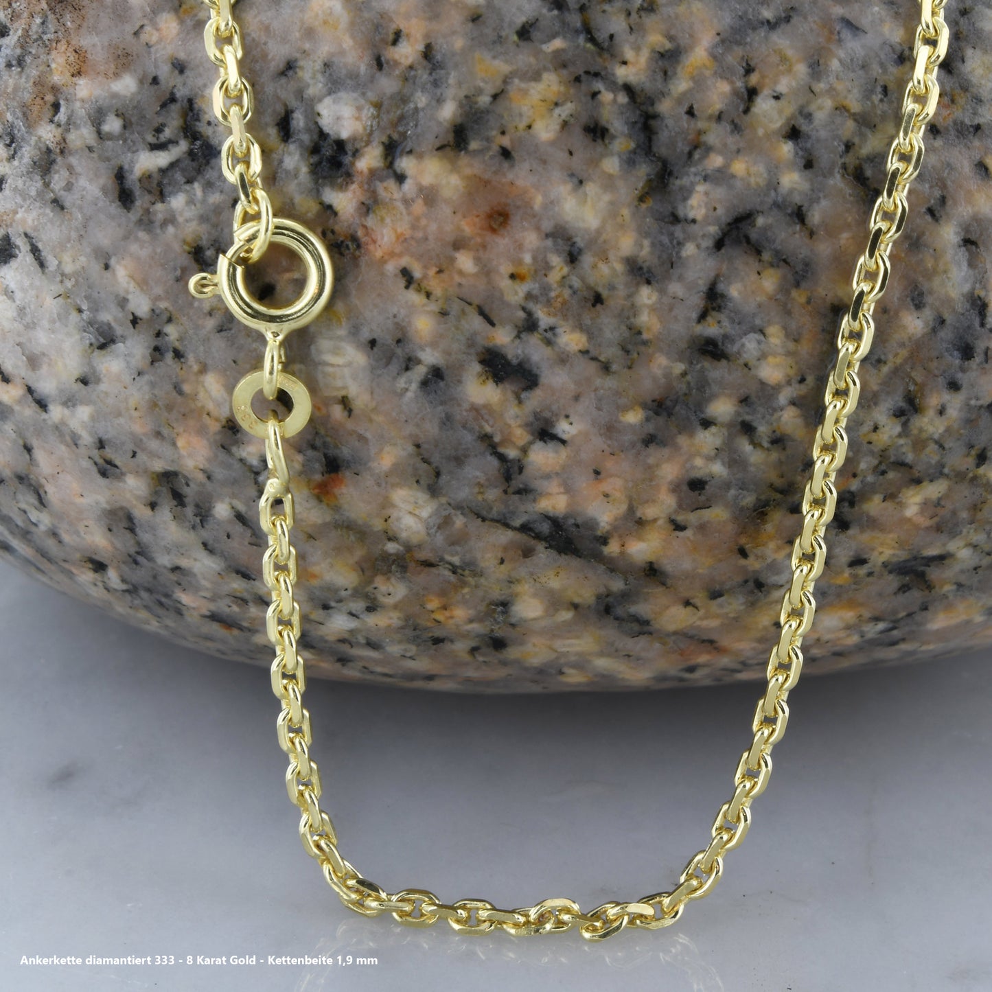 Ankerkette diamantiert Halskette - 333 - 8 Karat Gold