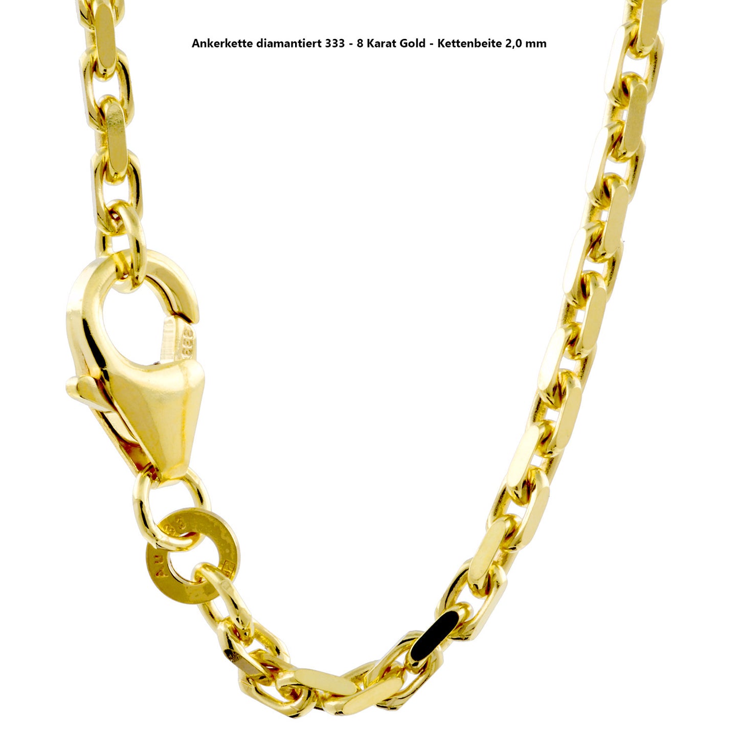 Ankerkette diamantiert Halskette - 333 - 8 Karat Gold