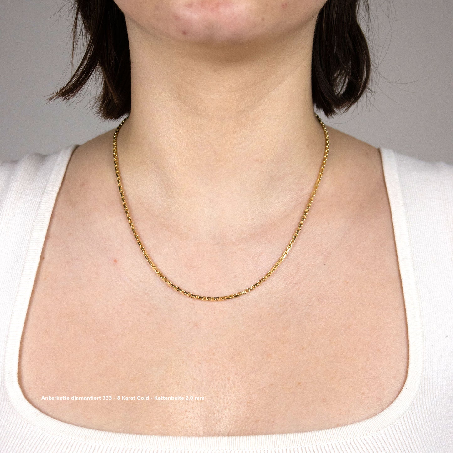 Ankerkette diamantiert Halskette - 333 - 8 Karat Gold