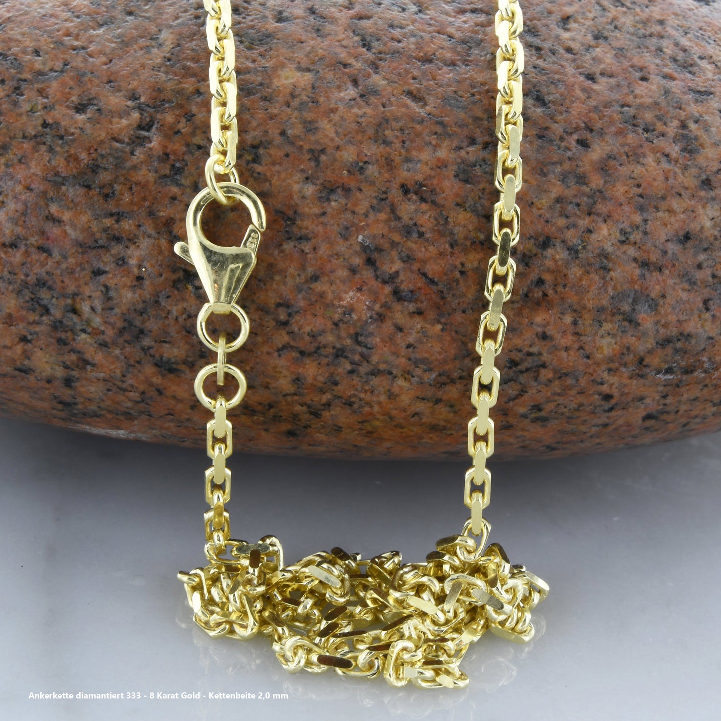 Ankerkette diamantiert Halskette - 333 - 8 Karat Gold
