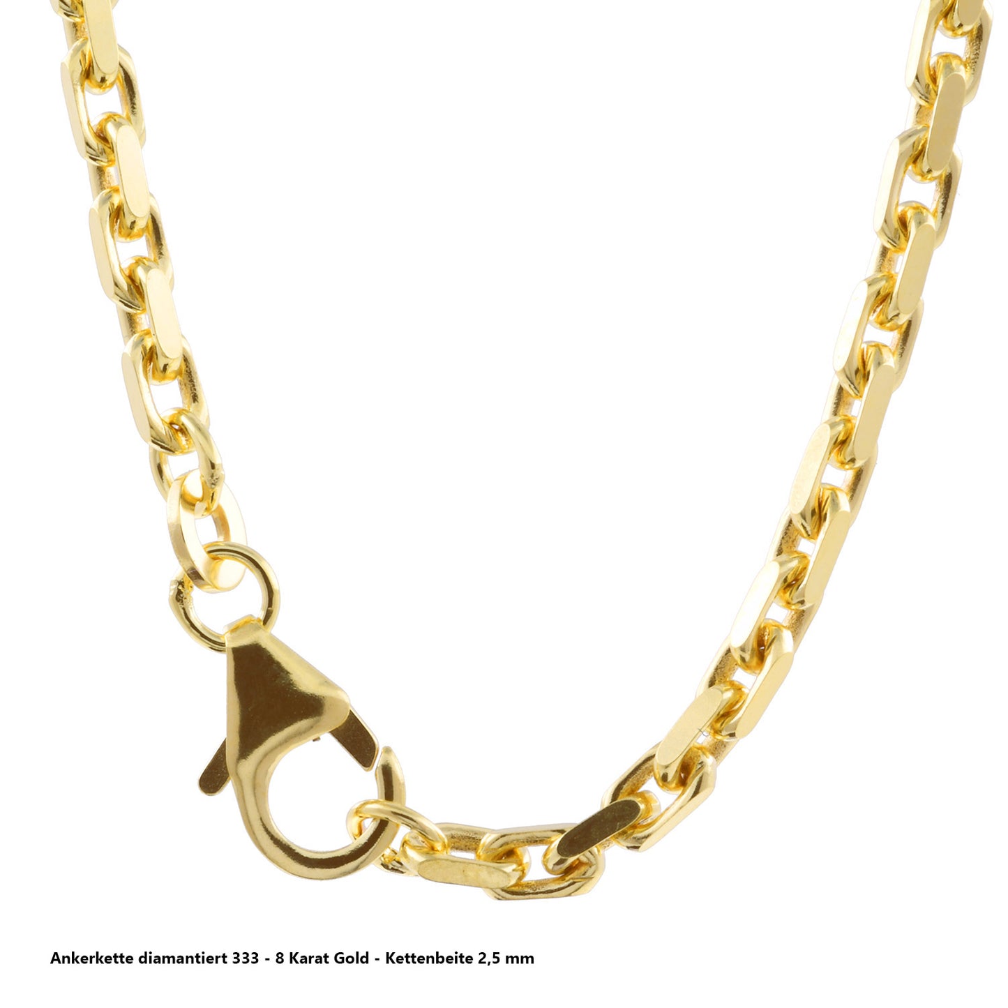 Ankerkette diamantiert Halskette - 333 - 8 Karat Gold