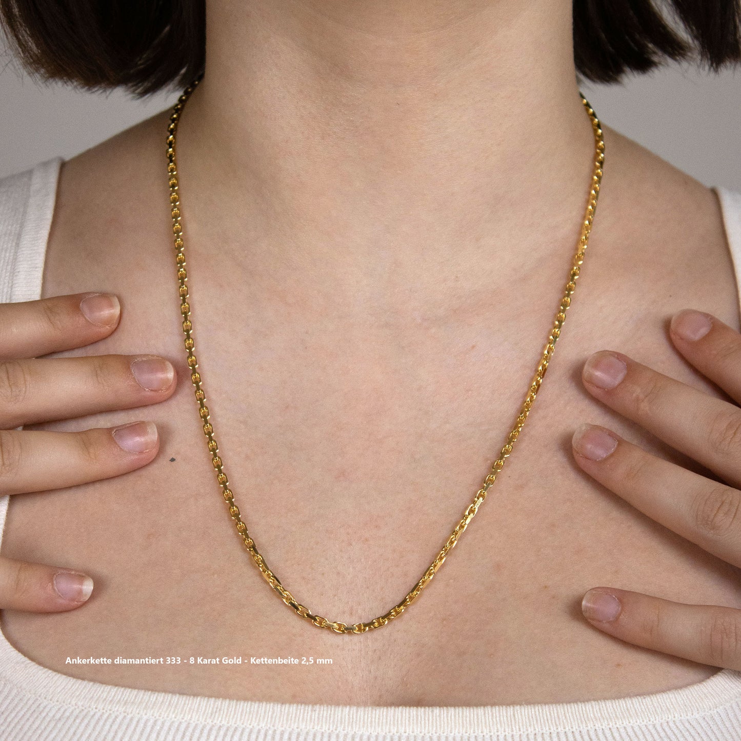 Ankerkette diamantiert Halskette - 333 - 8 Karat Gold