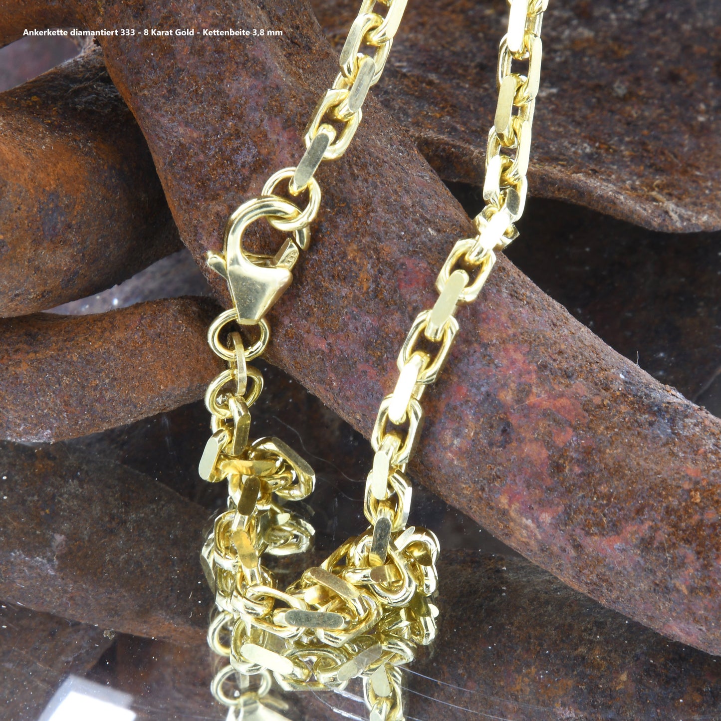 Ankerkette diamantiert Halskette - 333 - 8 Karat Gold