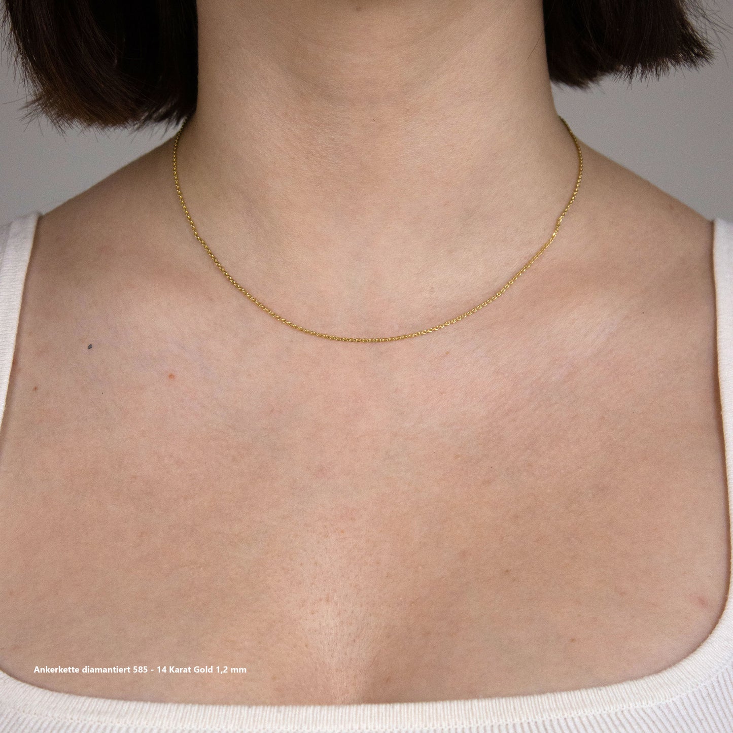 Ankerkette diamantiert Halskette - 585 - 14 Karat Gold