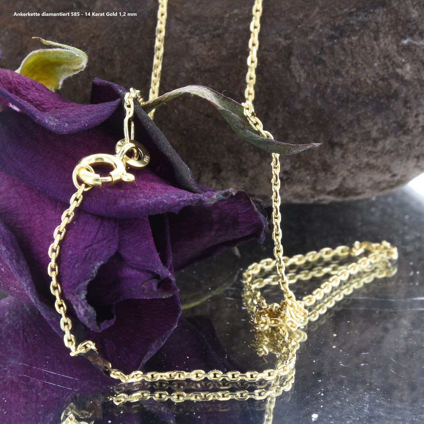 Ankerkette diamantiert Halskette - 585 - 14 Karat Gold