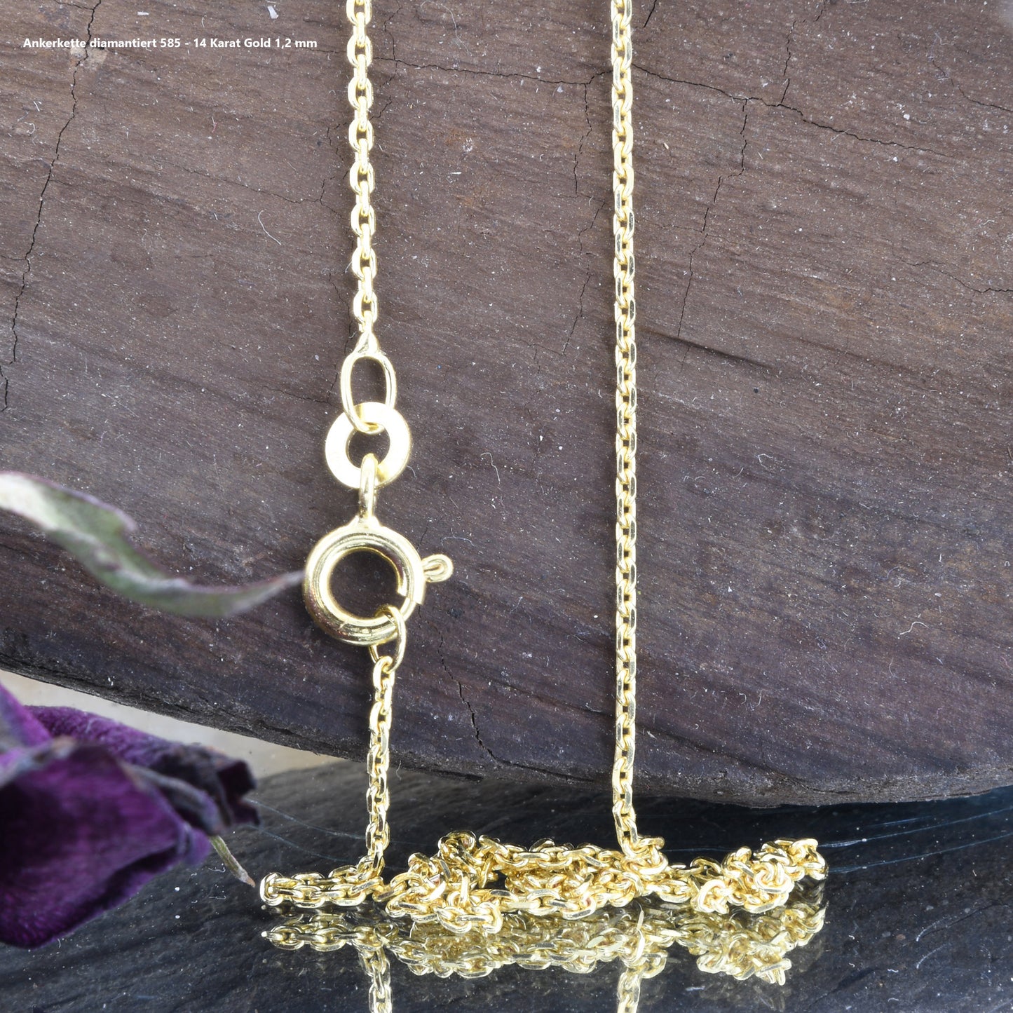 Ankerkette diamantiert Halskette - 585 - 14 Karat Gold