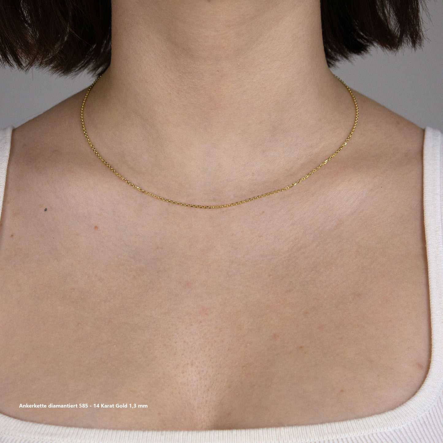 Ankerkette diamantiert Halskette - 585 - 14 Karat Gold