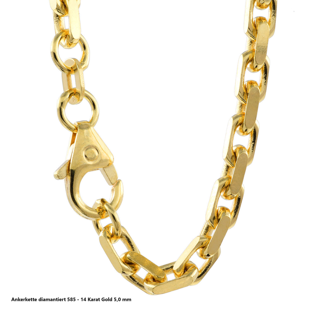 Edle Goldkette Ankerkette diamantiert Halskette - 585 - 14 Karat Gold
