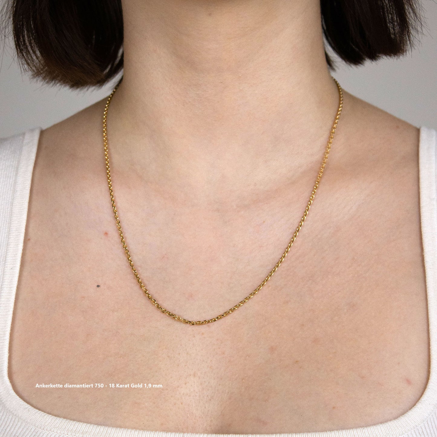 Ankerkette diamantiert Halskette - 750 - 18 Karat Gold