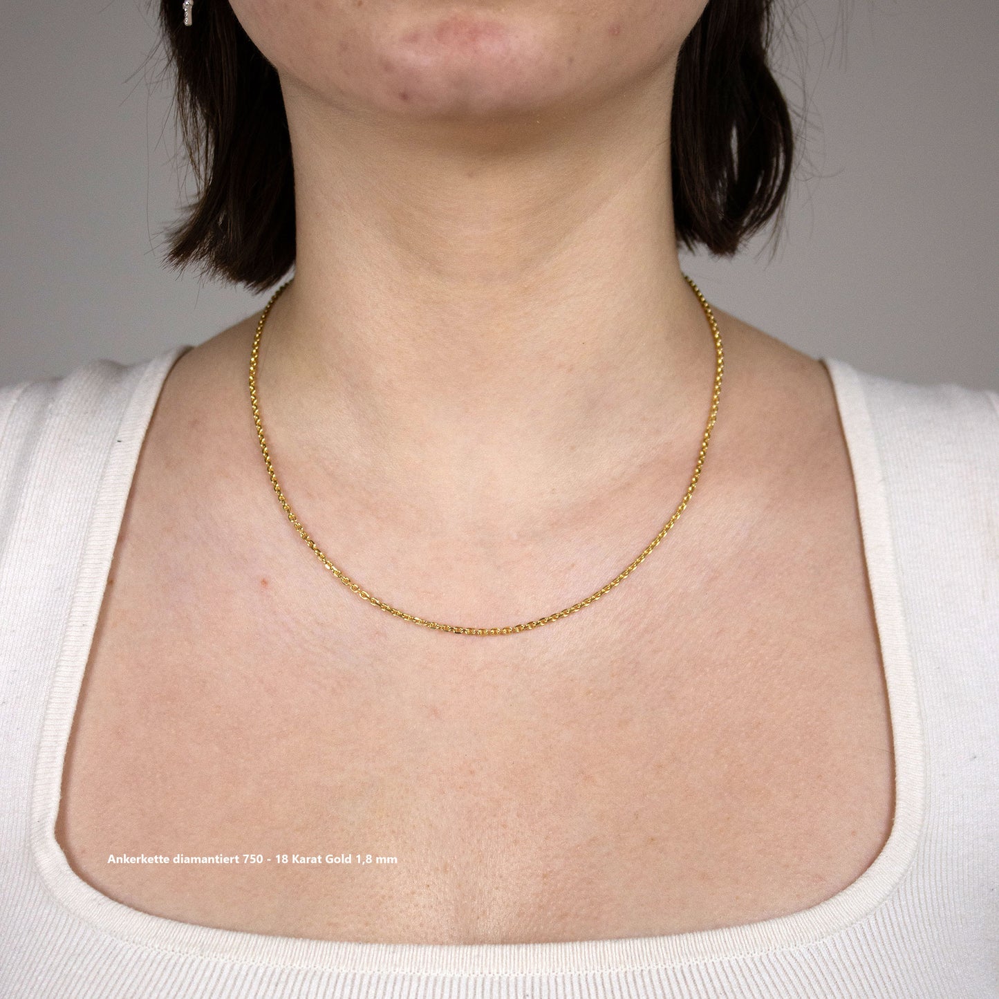 Ankerkette diamantiert Halskette - 750 - 18 Karat Gold