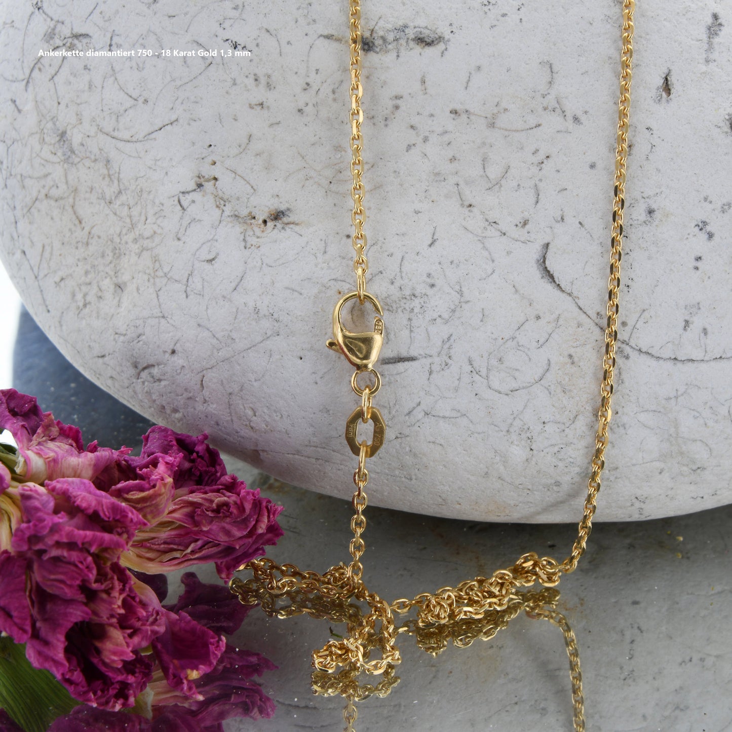 Ankerkette diamantiert Halskette - 750 - 18 Karat Gold