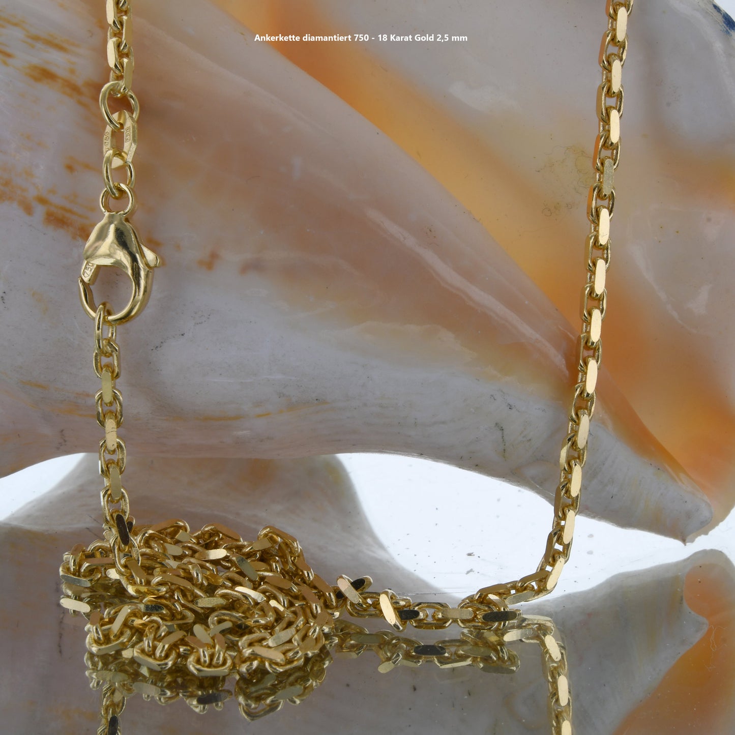 Ankerkette diamantiert Halskette - 750 - 18 Karat Gold