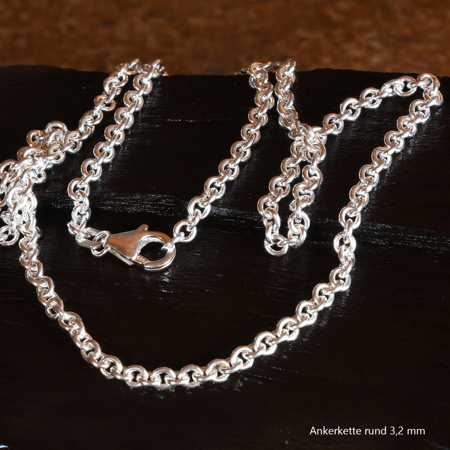 Ankerkette rund Halskette 925 Sterlingsilber Auswahl