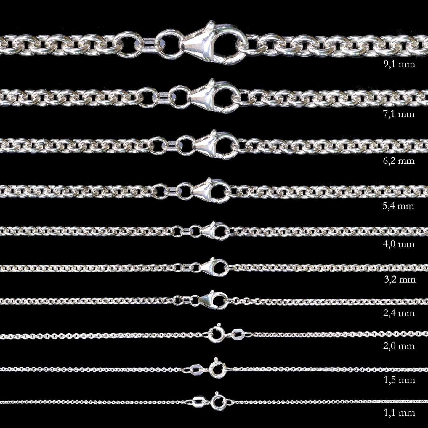 Ankerkette rund Halskette 925 Sterlingsilber Auswahl