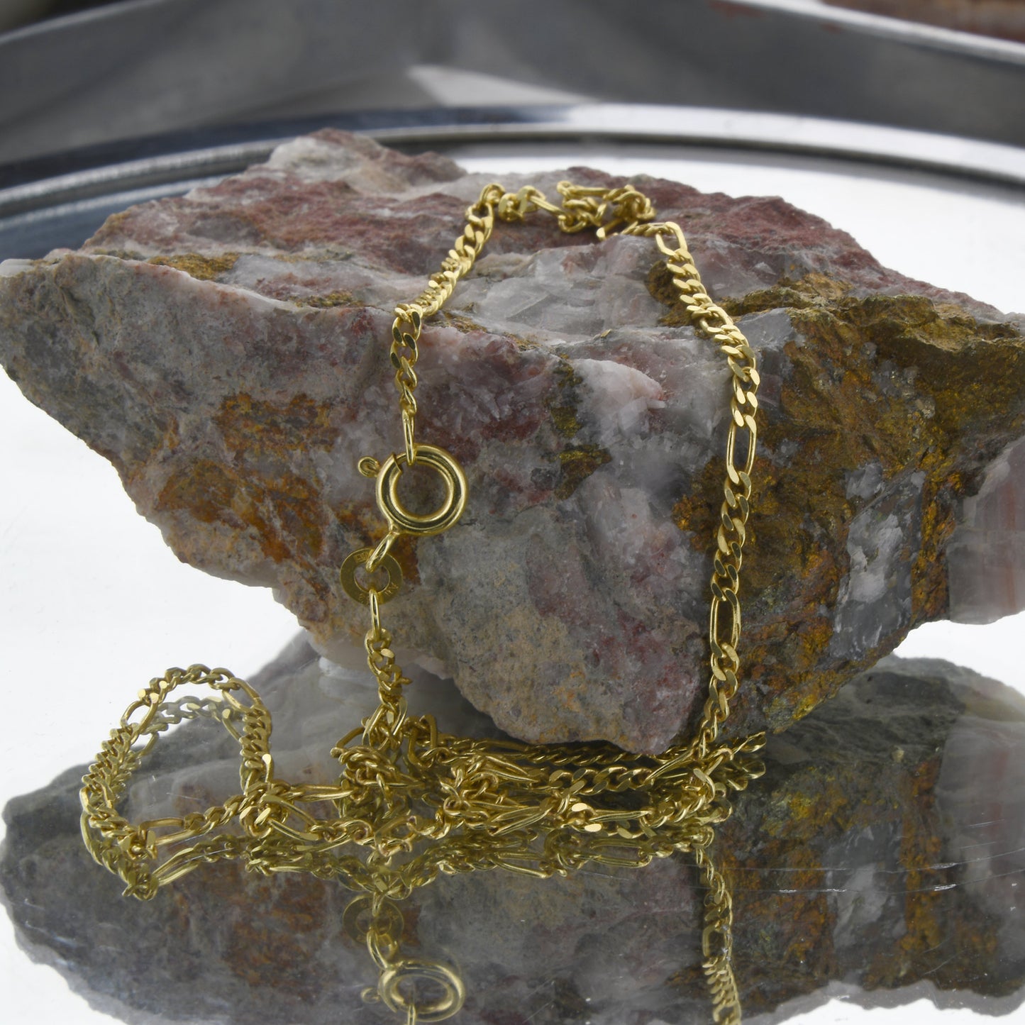 Massive Goldkette Figarokette diamantiert Halskette 333 - 8 Karat Gold