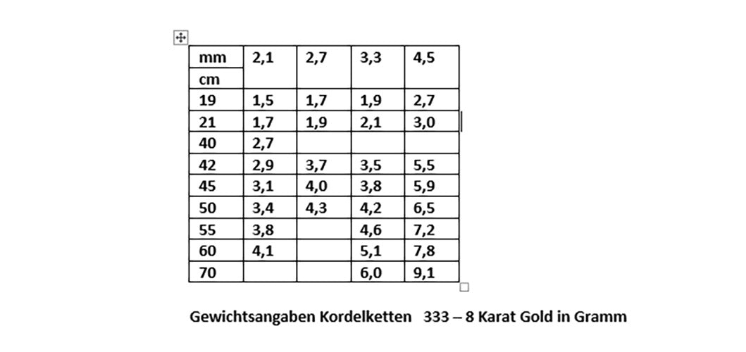 Edle Kordelkette Halskette - 333 - 8 Karat Gold Juwelier Qualität