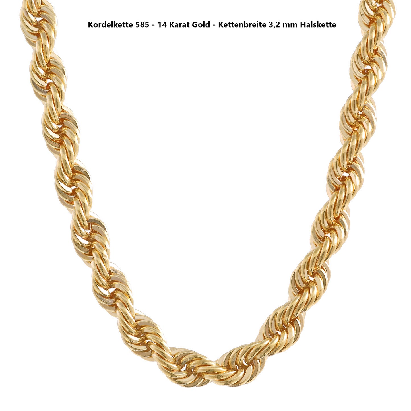Edle Kordelkette Halskette - 585 - 14 Karat Gold Juwelier Qualität