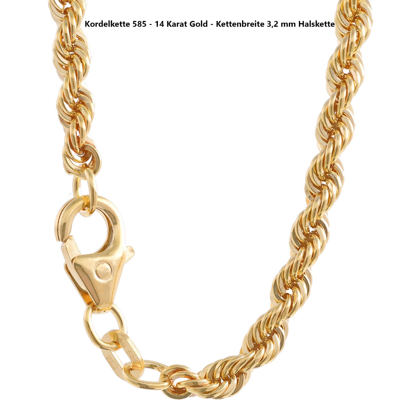 Edle Kordelkette Halskette - 585 - 14 Karat Gold Juwelier Qualität