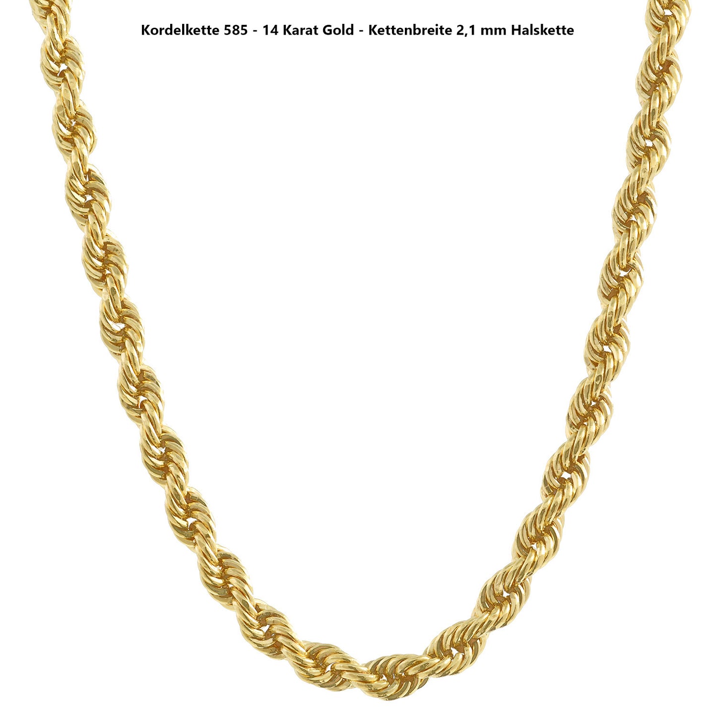 Edle Kordelkette Halskette - 585 - 14 Karat Gold Juwelier Qualität