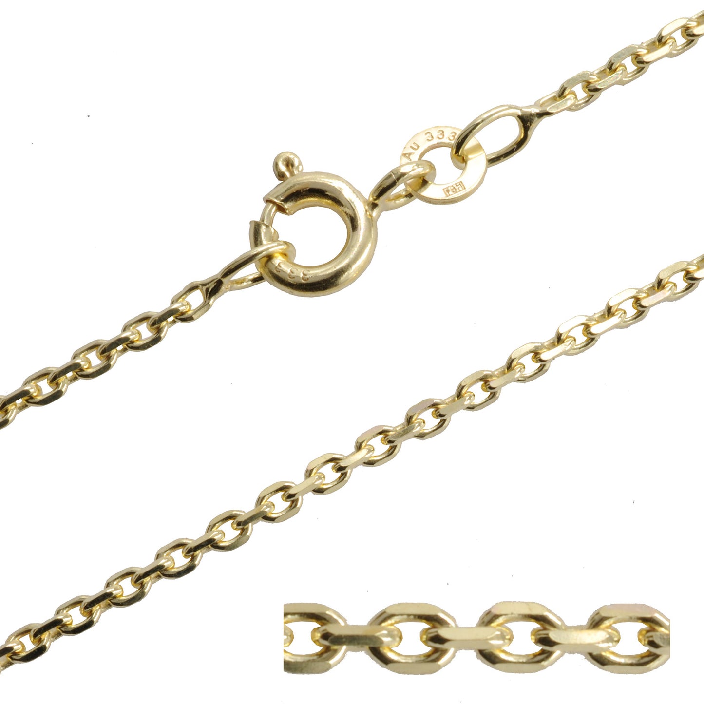 1,9 mm 50 cm 585 - 14 Karat Gold Halskette Ankerkette diamantiert massiv Gold hochwertige Goldkette  6,8 g