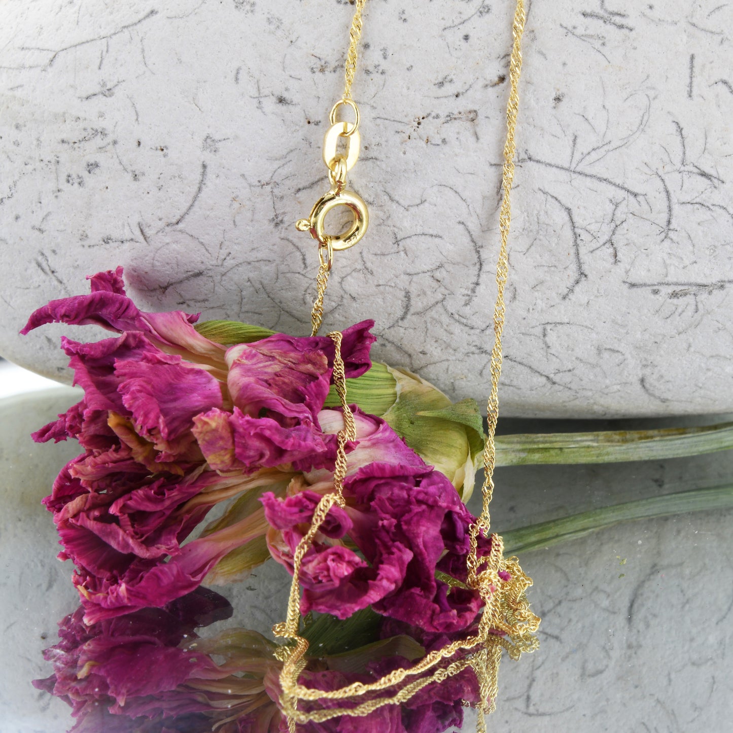 Goldkette Singapurkette Länge 40cm - Breite 1,0mm - 585-14 Karat Gold