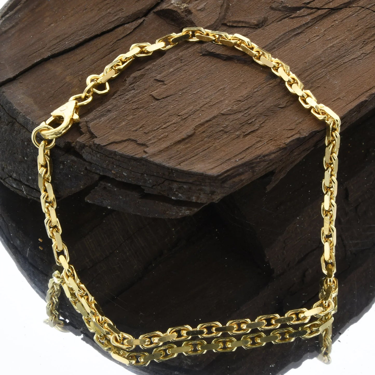 Ankerkette diamantiert Länge 21cm - Breite 2,5mm - 585-14 Karat Gold
