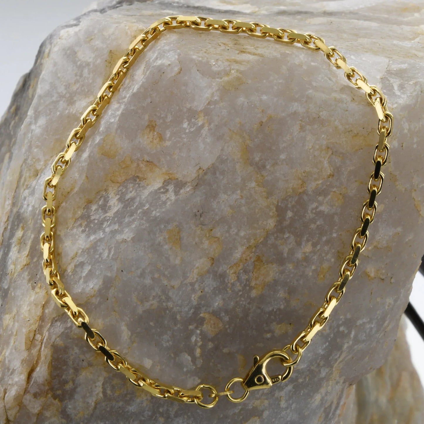 Ankerkette diamantiert Länge 21cm - Breite 2,5mm - 585-14 Karat Gold