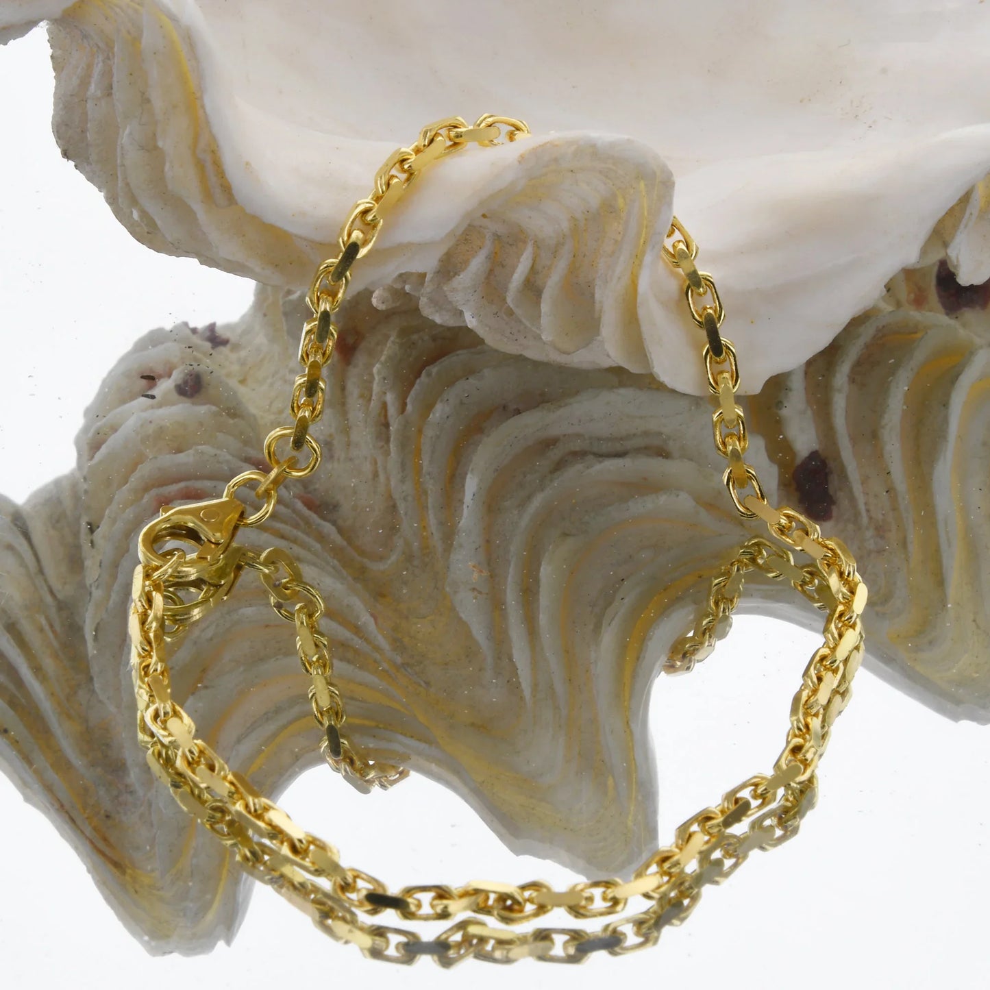 Ankerkette diamantiert Länge 21cm - Breite 3,0mm - 585-14 Karat Gold