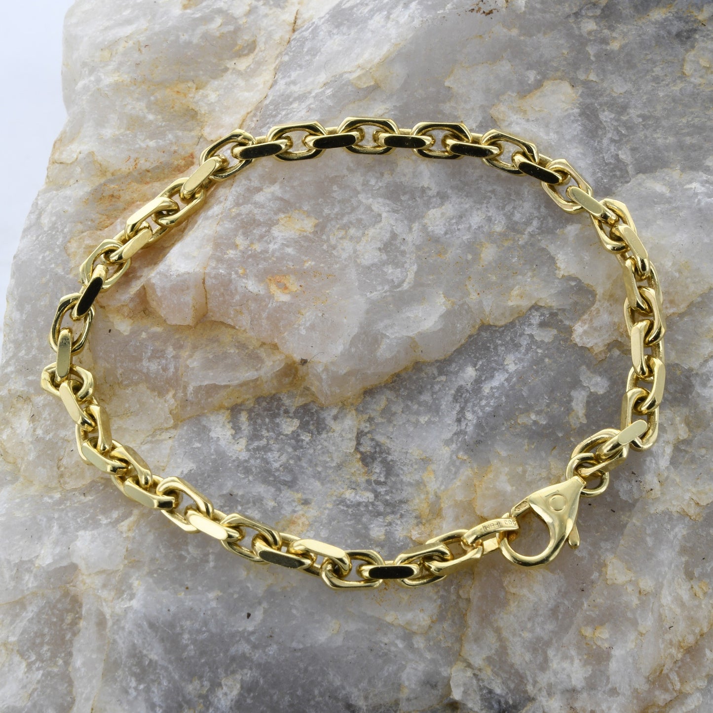 3,8 mm 19 cm 585 - 14 Karat Gold Armkette Ankerkette diamantiert massiv Gold hochwertige Goldkette 13,9 g
