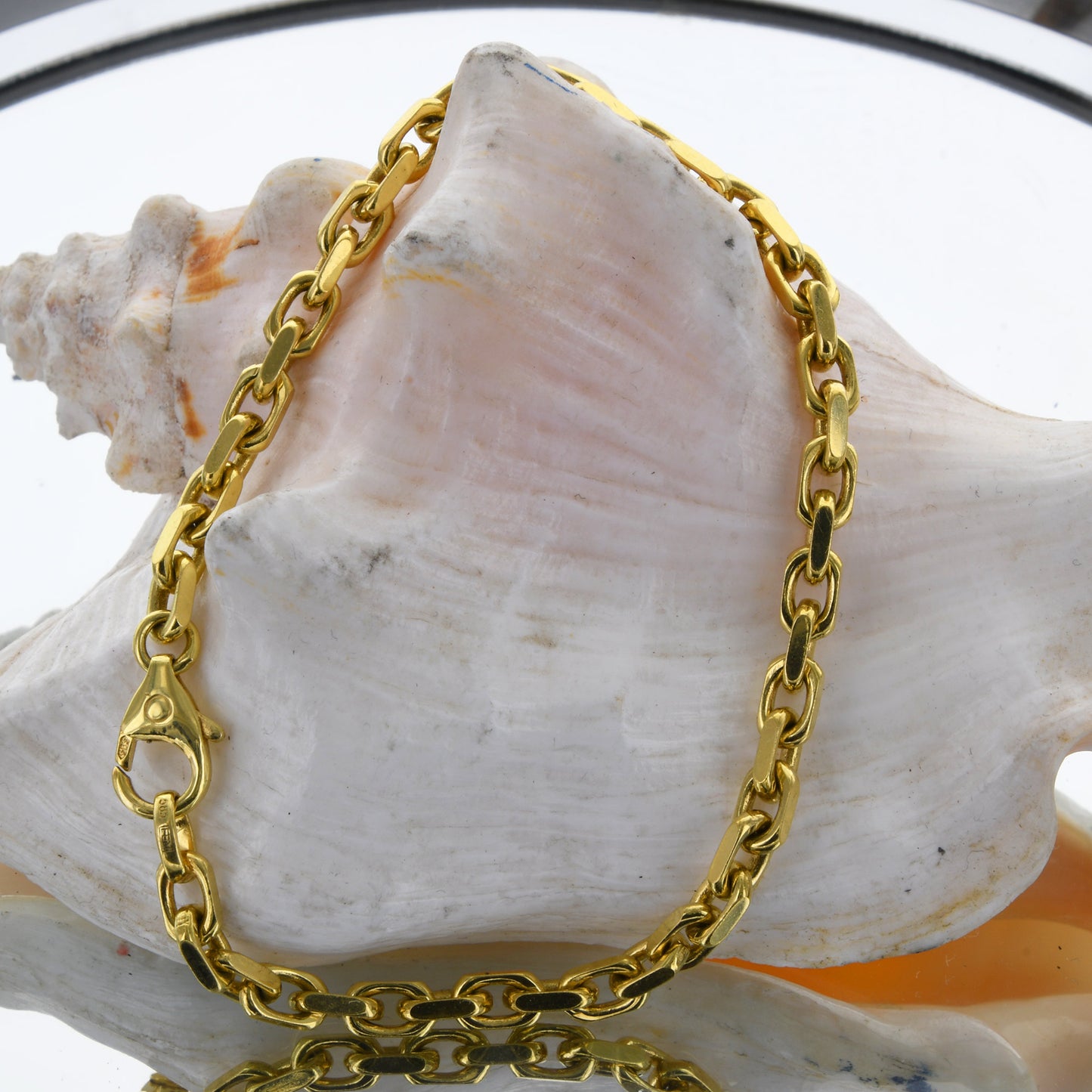 Ankerkette diamantiert Länge 19cm - Breite 3,8mm - 585-14 Karat Gold